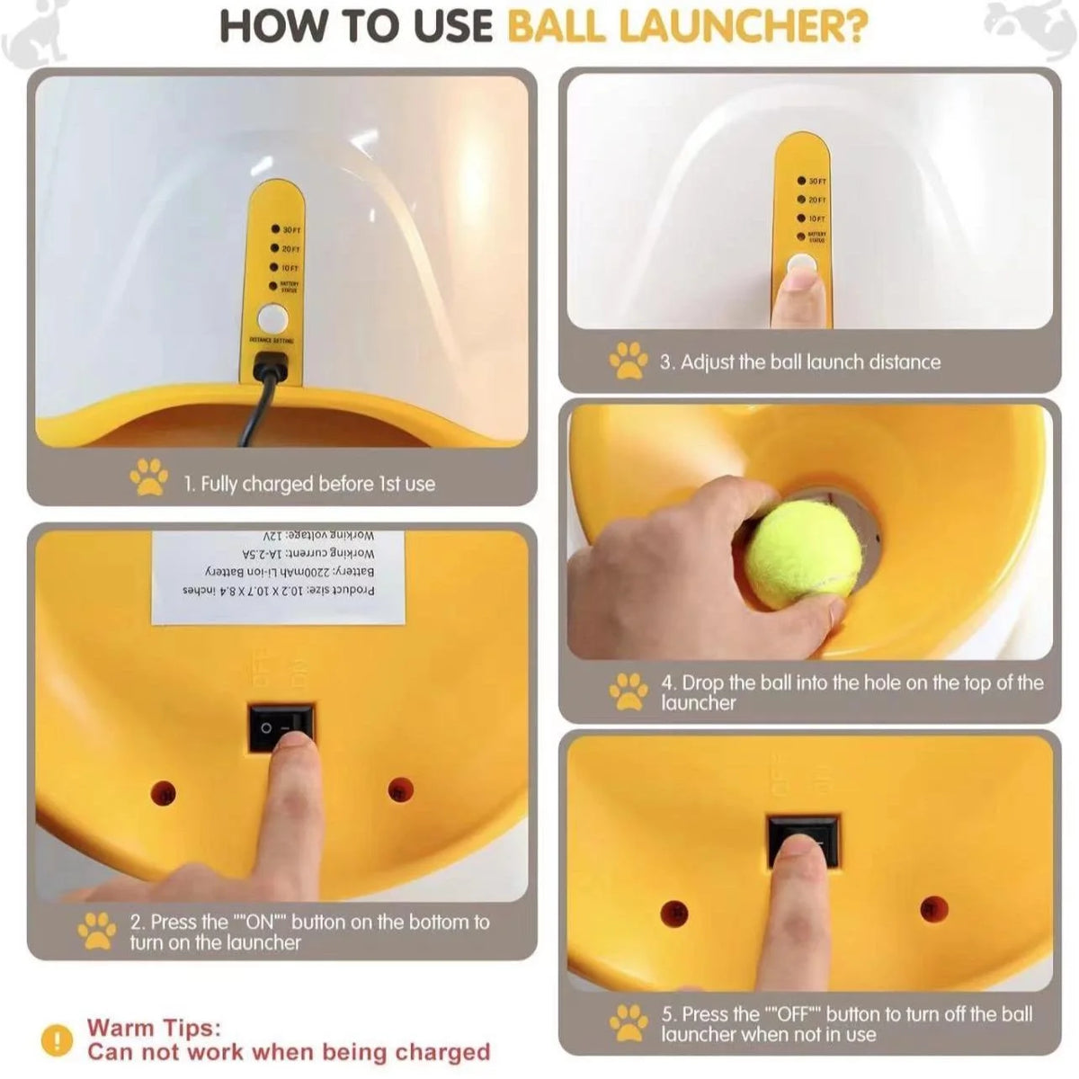 Automatic Dog Ball Launcher - 3 Distance Settings, Indoor & Outdoor Fetch Machine