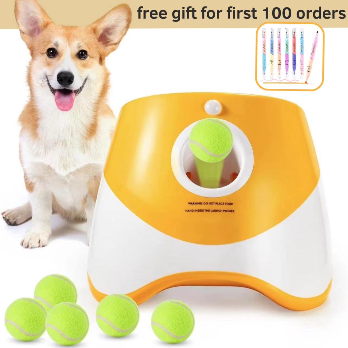 Automatic Dog Ball Launcher - 3 Distance Settings, Indoor & Outdoor Fetch Machine