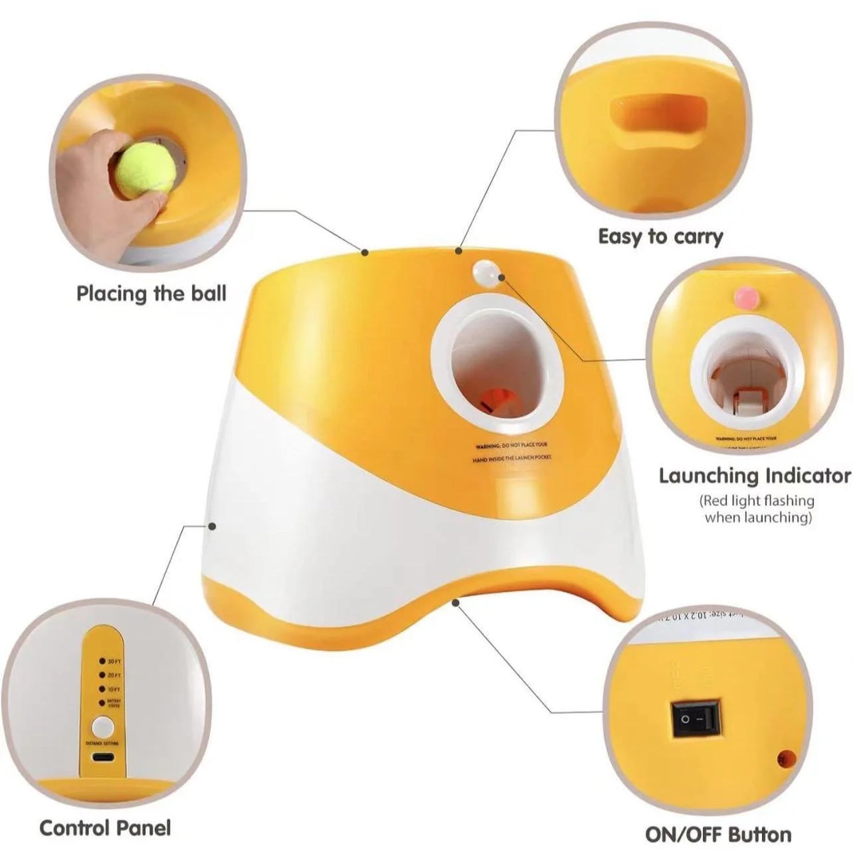 Automatic Dog Ball Launcher - 3 Distance Settings, Indoor & Outdoor Fetch Machine