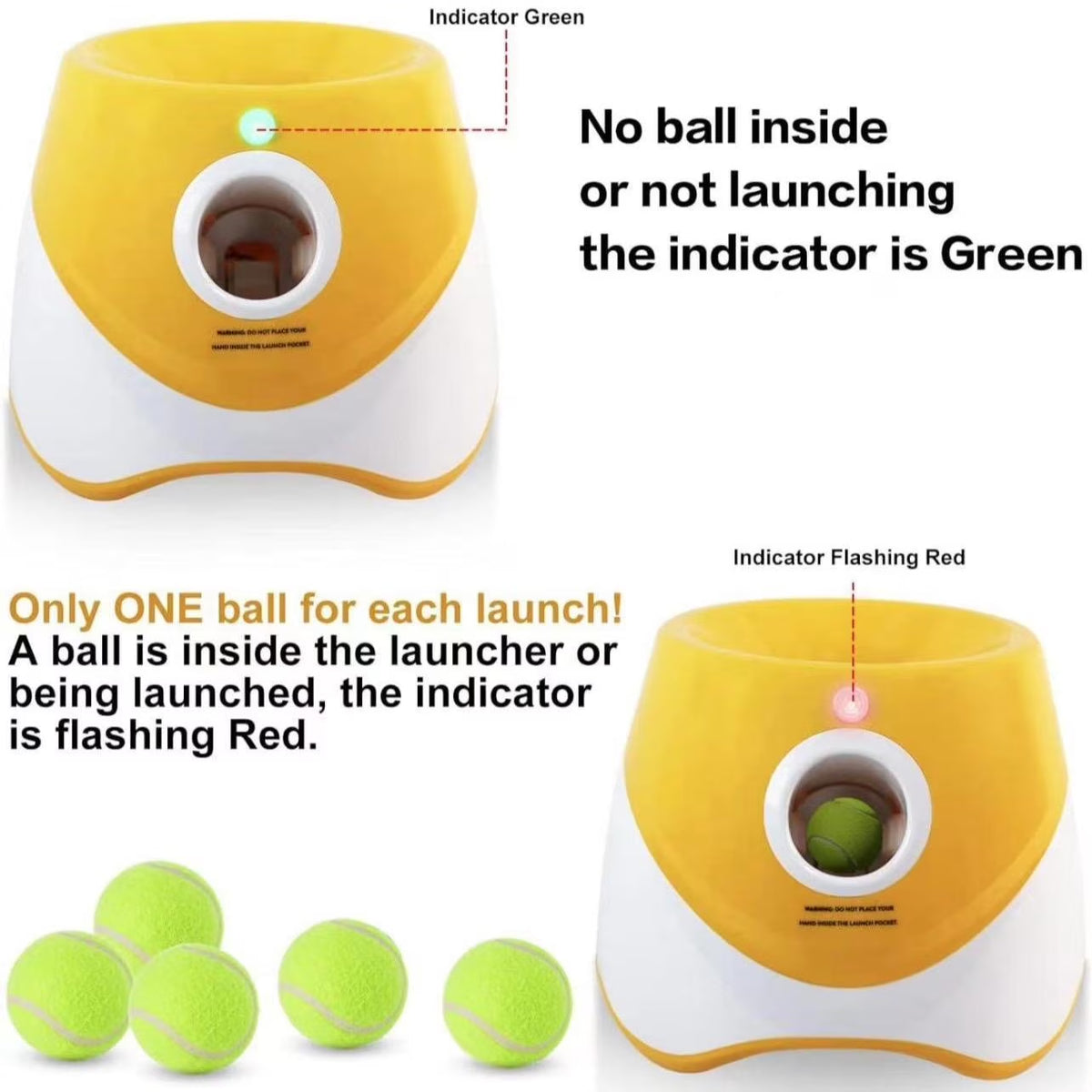 Automatic Dog Ball Launcher - 3 Distance Settings, Indoor & Outdoor Fetch Machine