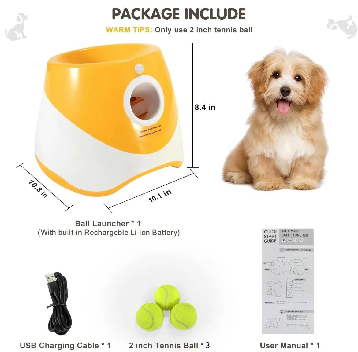 Automatic Dog Ball Launcher - 3 Distance Settings, Indoor & Outdoor Fetch Machine